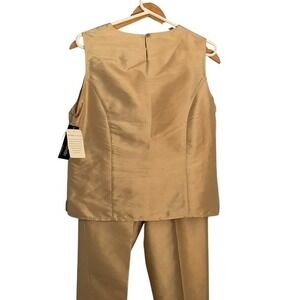 Notations NWT Silk Pant Suit Sleeveless Top Embroidered Hem Size M